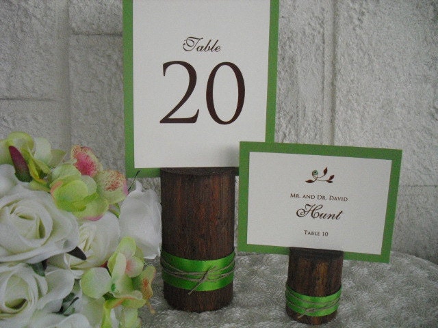 SET OF 25 Rustic Wood Table Number Holders with Ribbon Item 1122