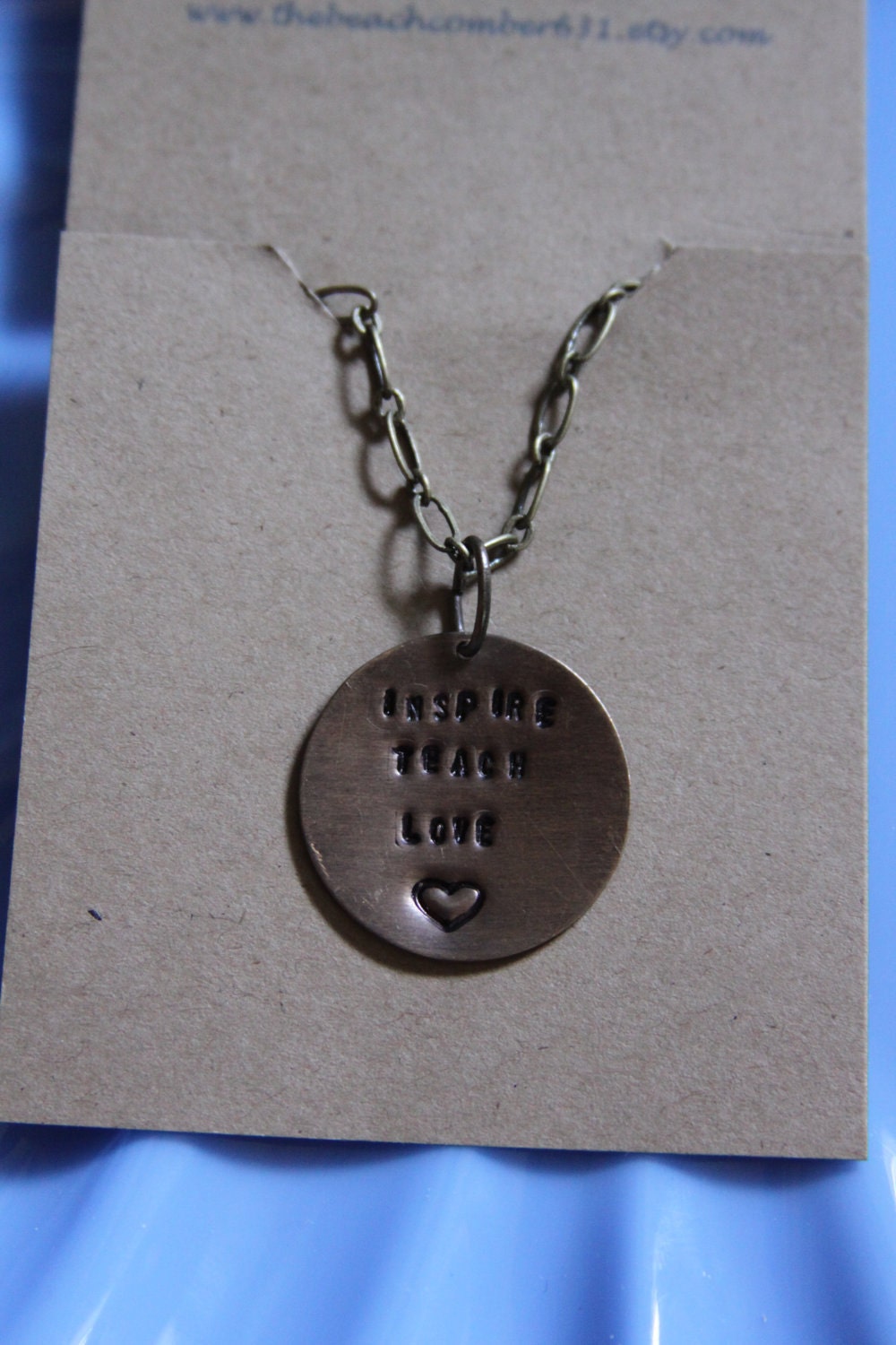 Black Friday and Cyber Monday Sales Inspire Teach Love Hand Stamped Necklace