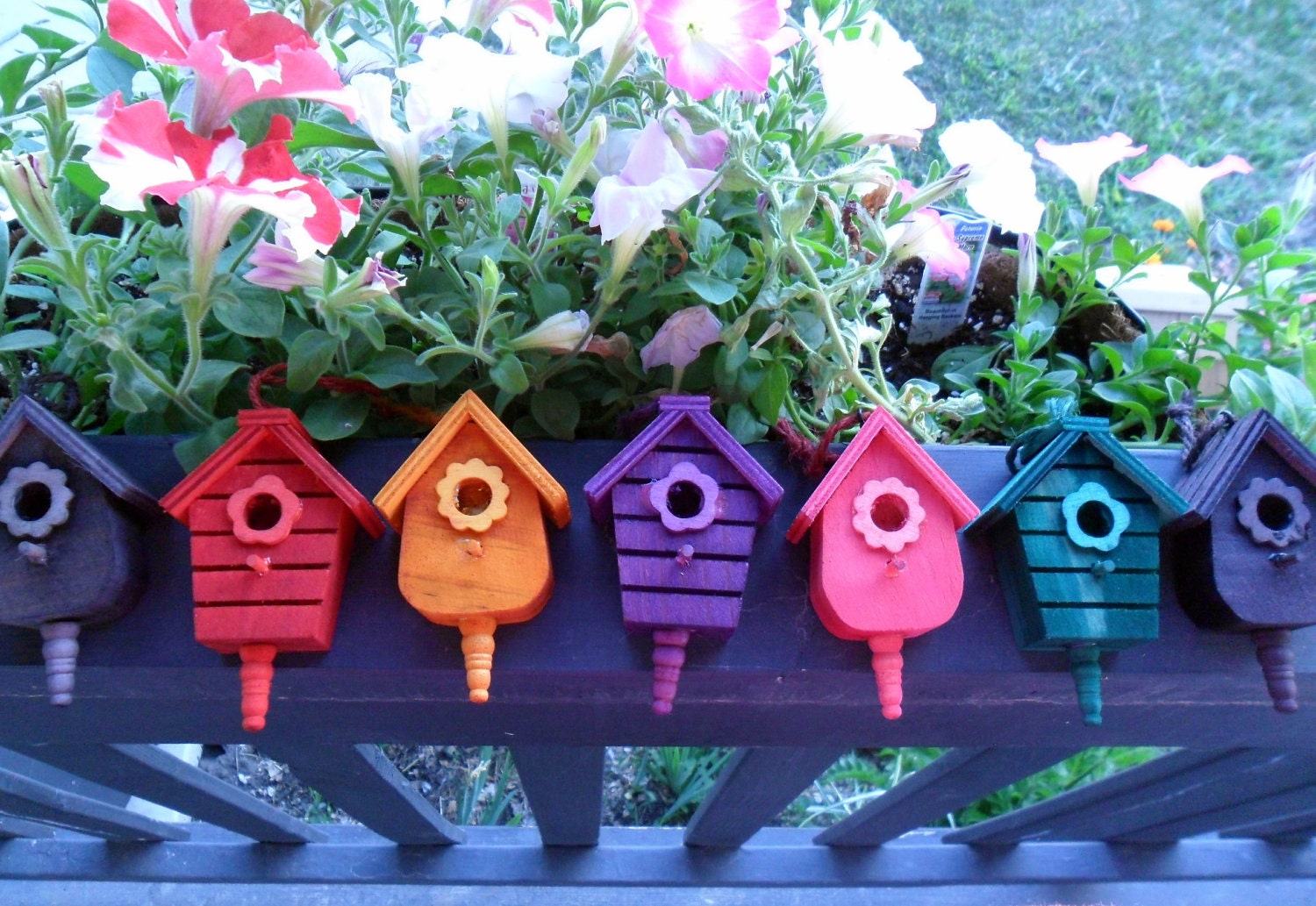 Miniature Bird House Ornament - Teal