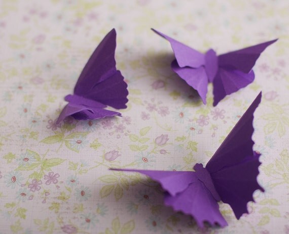 3D Wall Butterflies, 10 Violet Butterfly Silhouettes for Girls Room, Nursery, and Home Art Decor