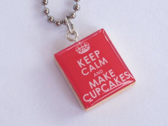 Scrabble Tile Necklace - Keep Calm and Make Cupcakes