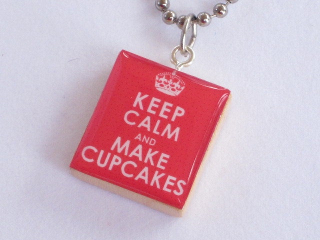 Scrabble Tile Necklace - Keep Calm and Make Cupcakes