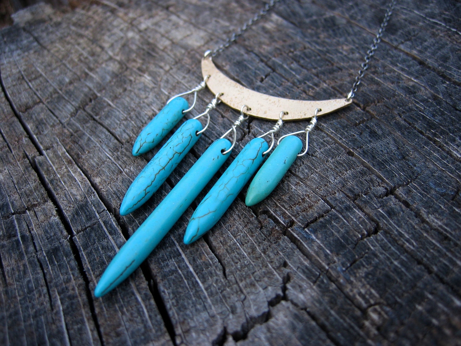 Turquoise howlite crescent necklace