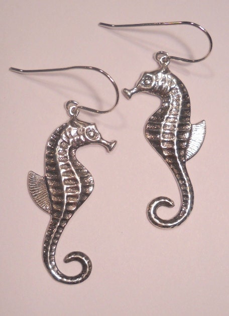 Sea Horse Earrings - Seahorse Jewelry - Sterling Silver Jewelry -