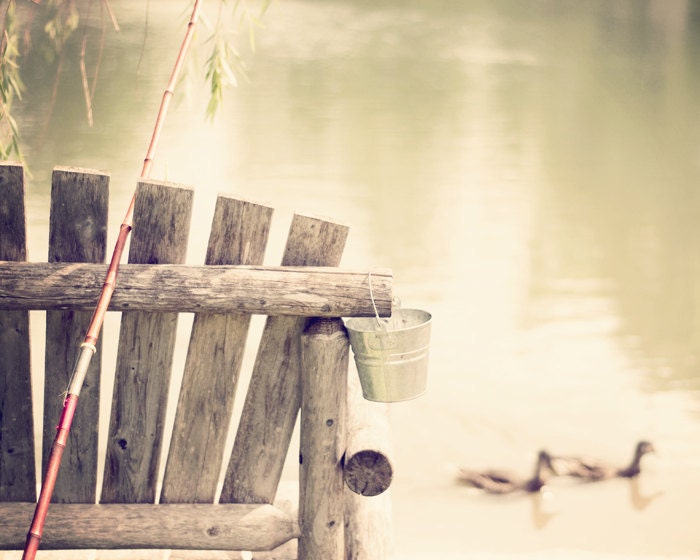 Gone Fishin' - 16x20 Fine Art Photography Print - Serene Relaxing Country Lake Home Decor Photo for Him or Her