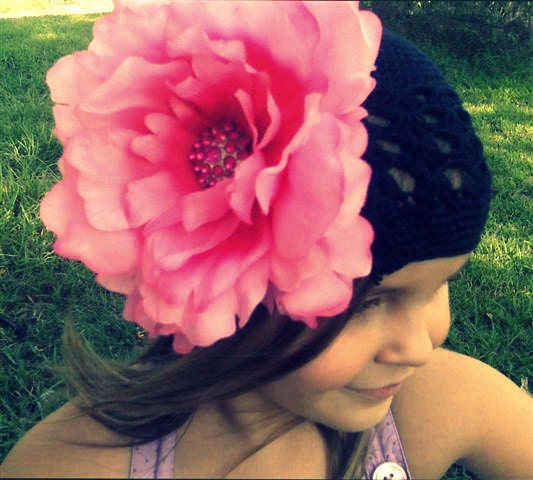 Large Hot Pink PEONY FLOWER CLIP... use in hair, headband or hat for infant or big girl