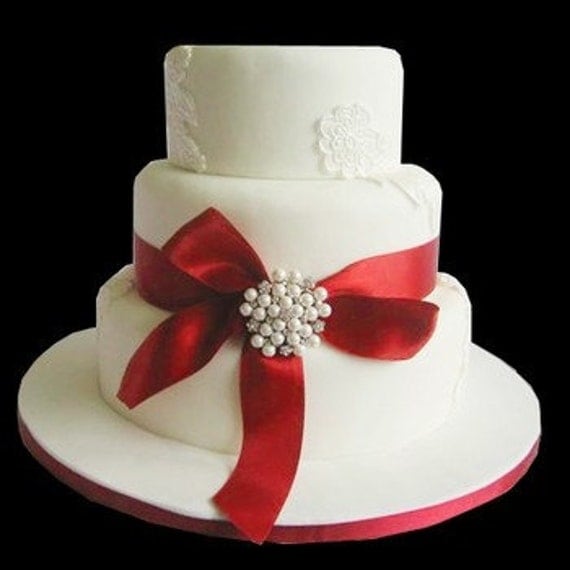 Wedding Cake Cake Brooch crystal Silver Pearl Wedding Cake Decoration