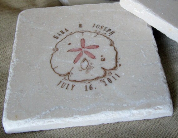 Sand Dollar Wedding Favor Coasters, Set of 25