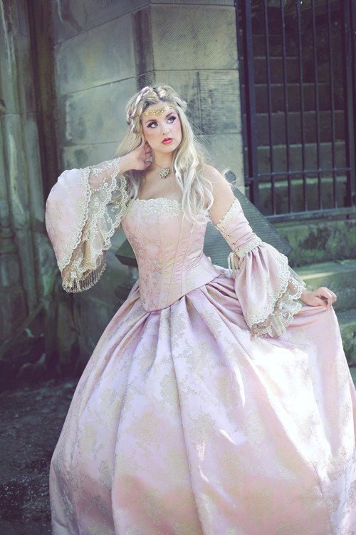 BellaDonna Corset Fantasy Gown with Detachable Sleeves Brocade Med/Lrg SALE