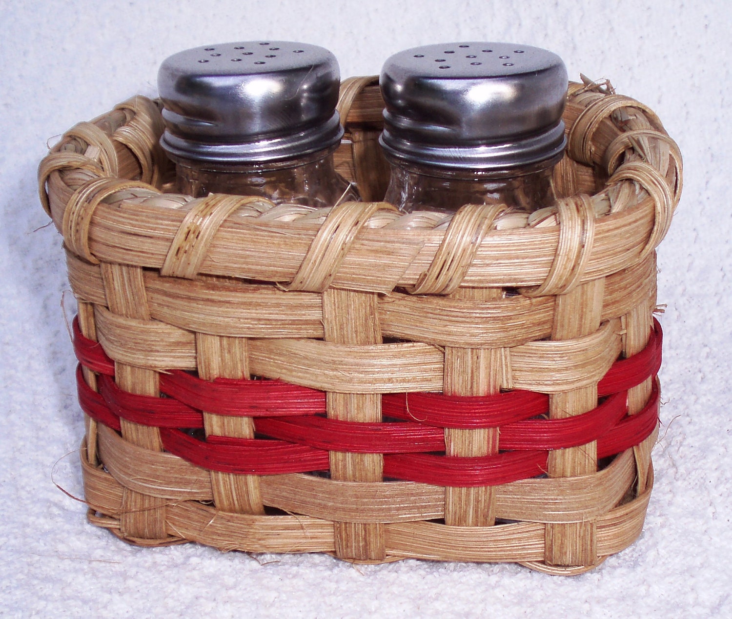 Salt & Pepper Basket Hand Woven - Red