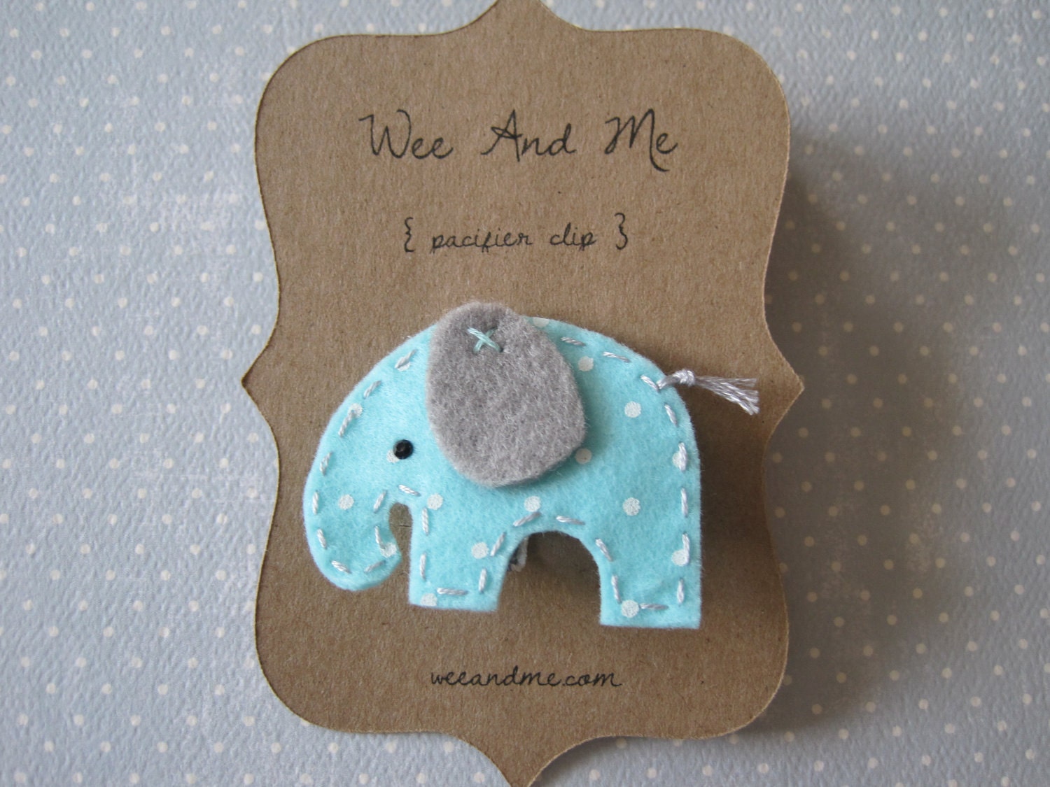 Aqua Elephant Pacifier Clip