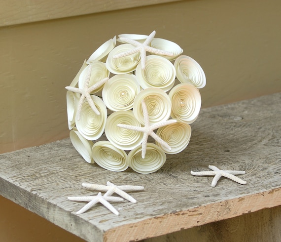 Starfish Bridal Bouquet -- Handmade Paper Flowers Bouquet with Starfish -- Beach Wedding -- Destination Wedding
