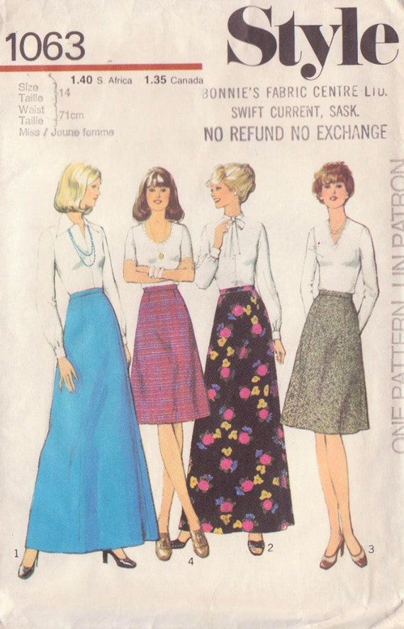1970s Vintage Style Skirt Sewing Pattern-Waist 28" UNCUT