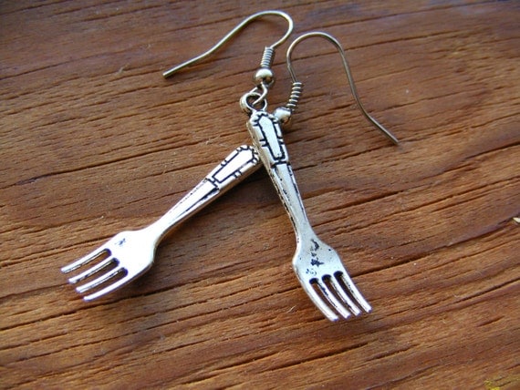 Earrings Silver Fork