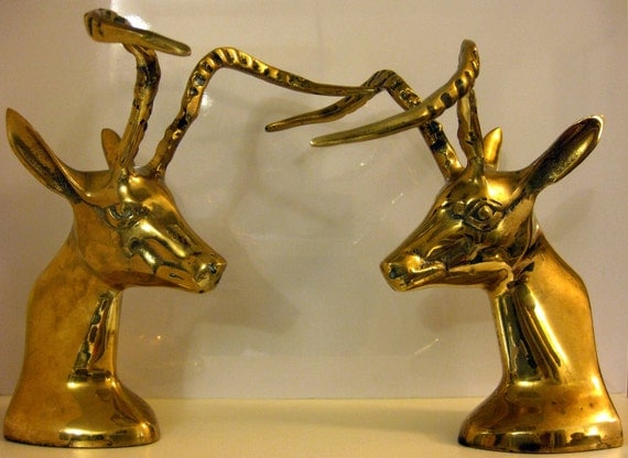 Pair of Brass Deer Heads