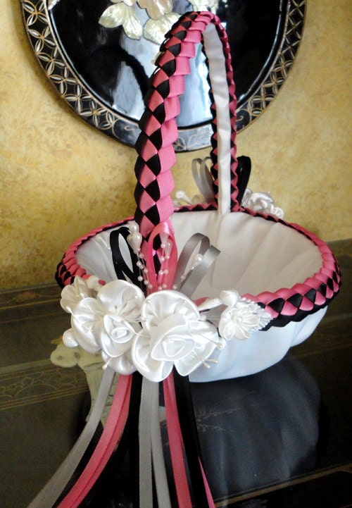 White Hot Pink Black and Grey or Custom Made to your Colors Wedding Flower
