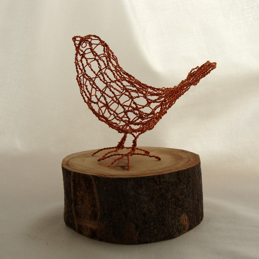 Copper Sparrow Wire Sculpture