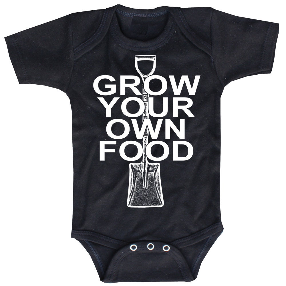 Grow Your Own Food, black onesie Baby Bodysuit