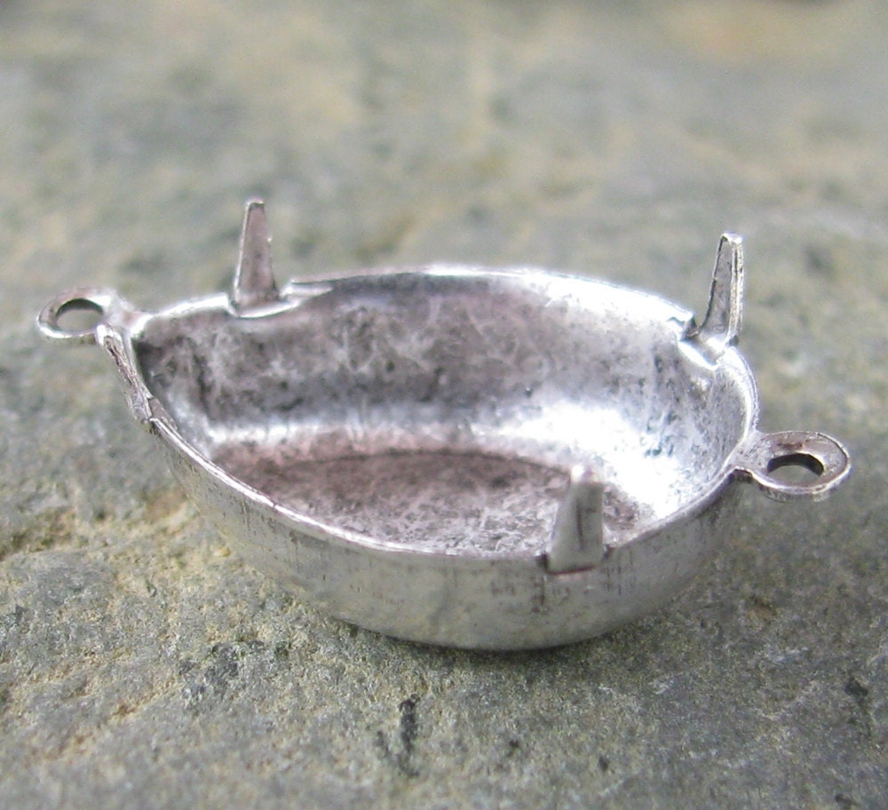 12 Antique Silver 18x13 Pear Setting 2 Rings 925