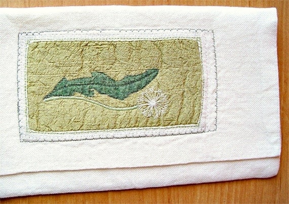 Handmade linen wallet - dandelion