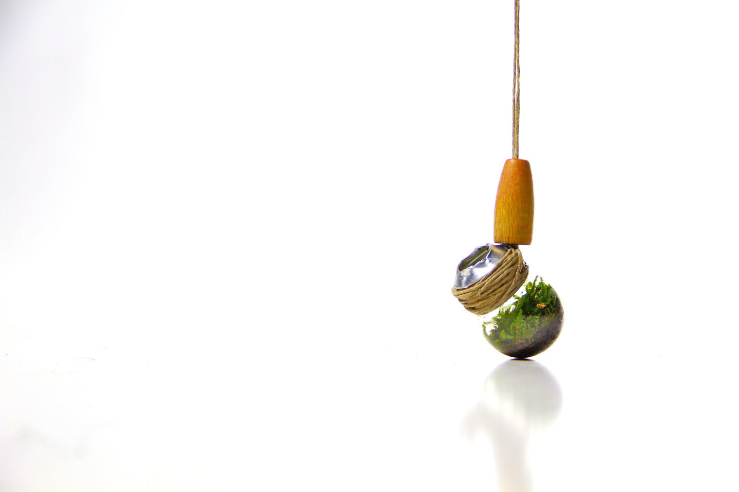 moss necklace, moss, lightbulb, eco necklace, terrarium