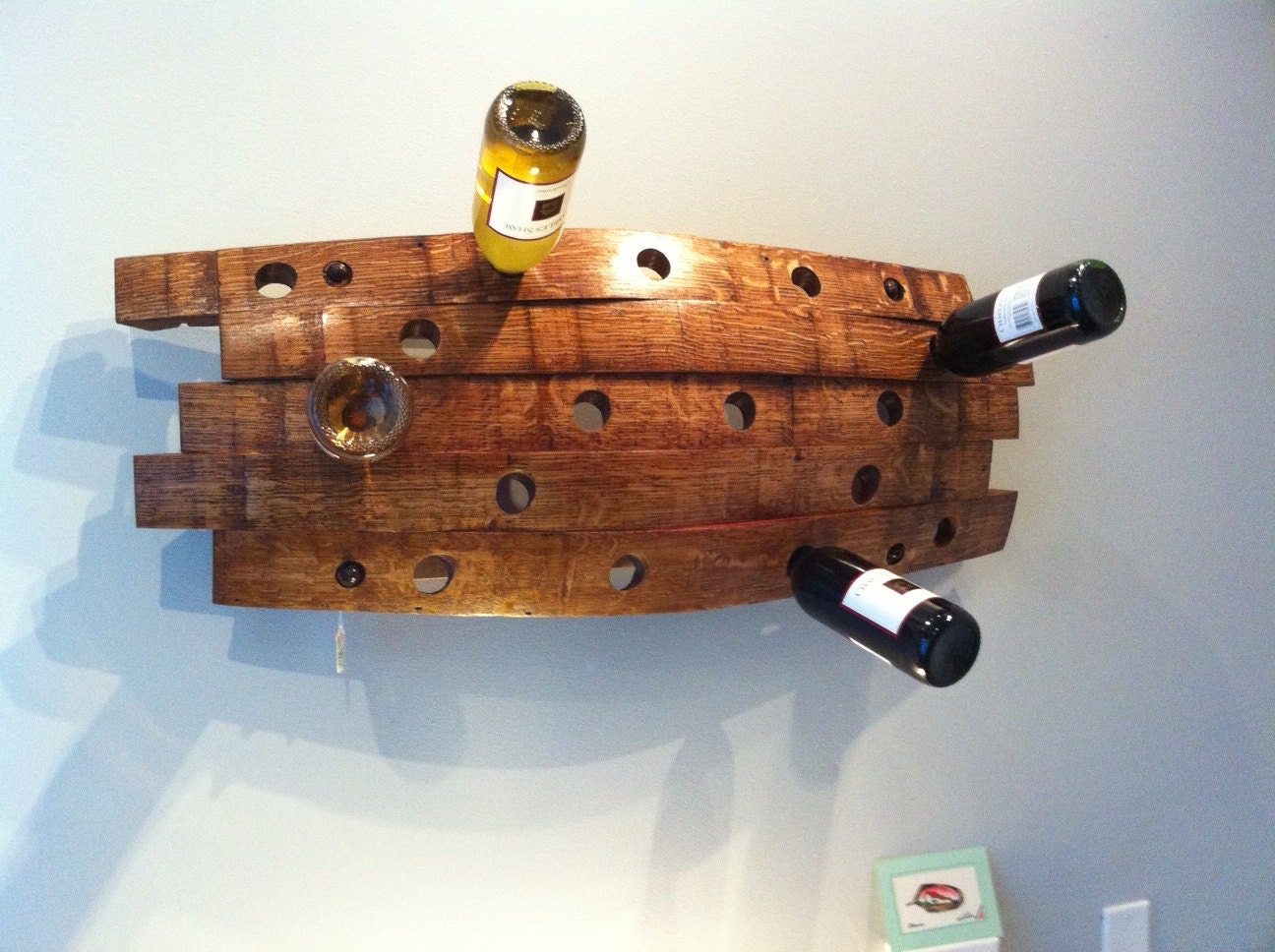 Reclaimed barrel stave wine rack