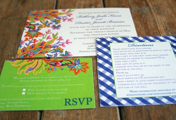 Modern Vintage Wedding Invitation: French Country Flower Custom