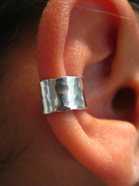 Sterling Silver Ear Cuff Hand Forged Textured