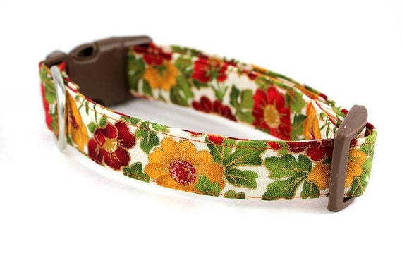 Dog Collar and Flower Set.......Autumn Shimmer...Made to Order in Your Choice of Size
