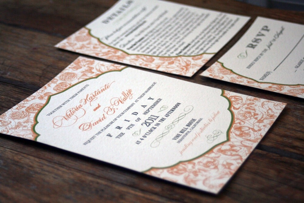 Vintage Wedding Invitation Rustic Label Custom Wedding Invitation