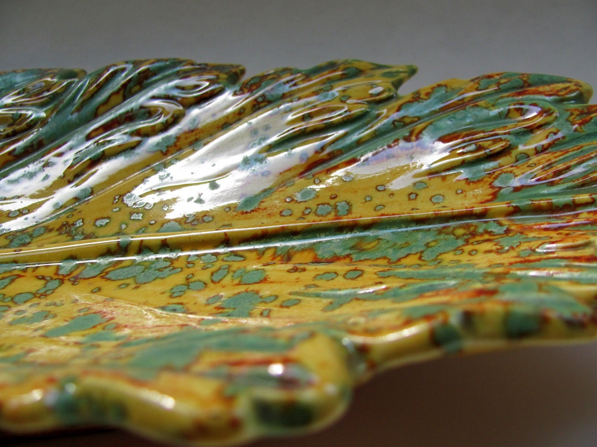 Vintage Leaf Hand Painted Leaf Platter