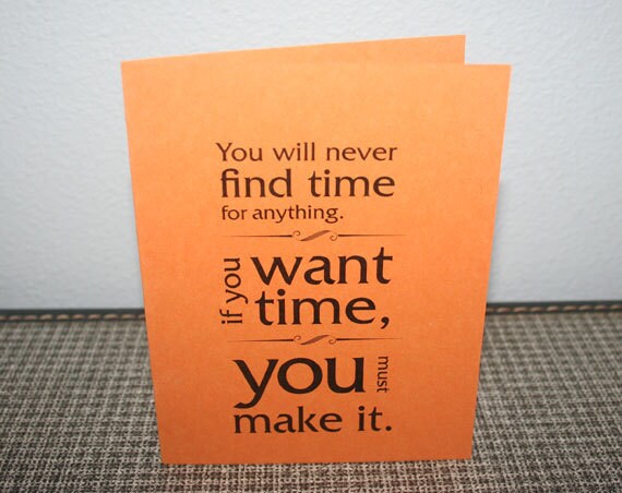 30 Days of Health - Food & Exercise Journal -  Orange - You will never find time for anything, If you want time you must make it