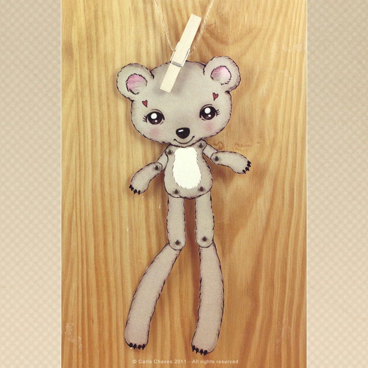 B is for Bear jointed paper doll