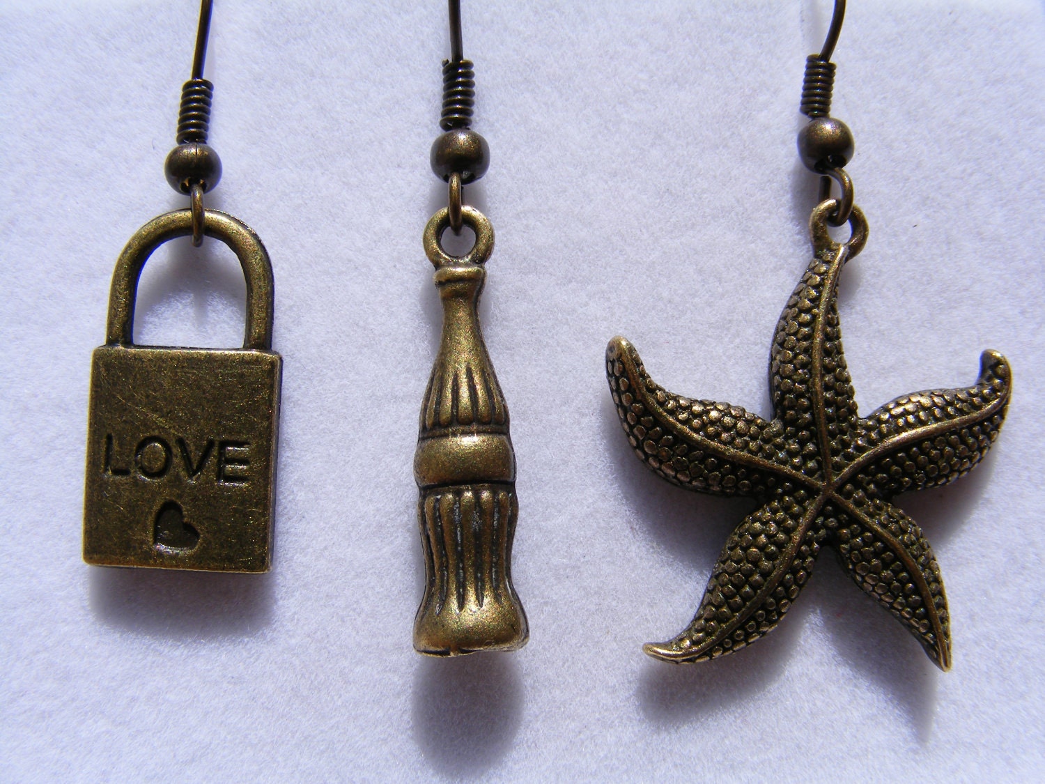 Earrings Bronze Lock, Chess, Starfish (choice of)