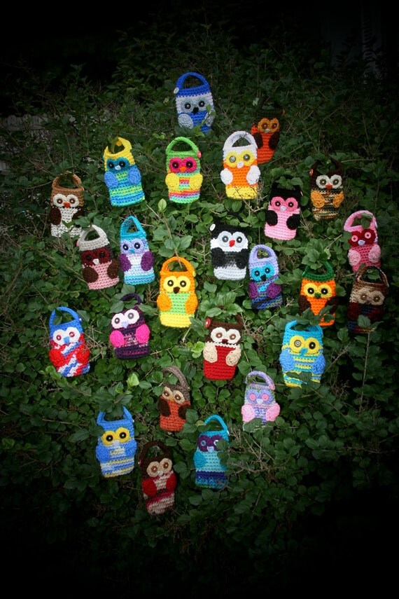 Owl Cell phone camera crochet holder case cozy cover Custom You choose the colors