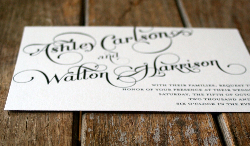 Elegant and Modern Calligraphy Script Wedding Invitation Shabby Chic