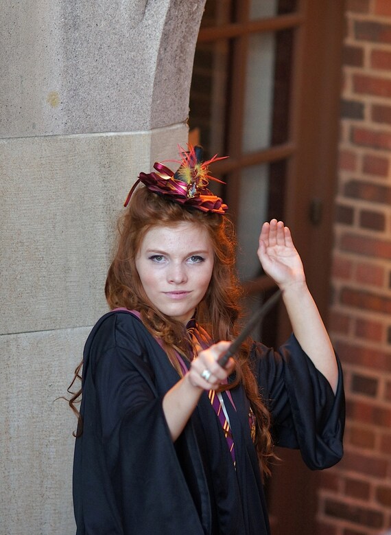 Harry Potter Gryffindor Crest Mini Witch Or Wizard Hat In Crimson And Gold For Hogwarts Uniform , Costume or Cosplay