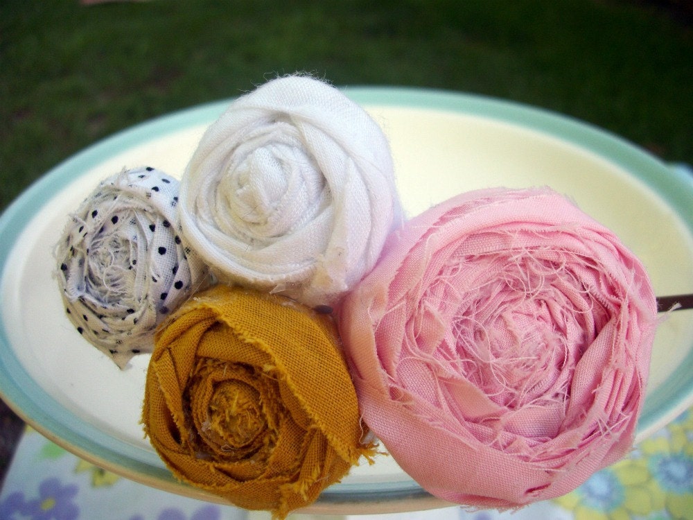 Rosette Headband in Mustard, Pink and Polka dots