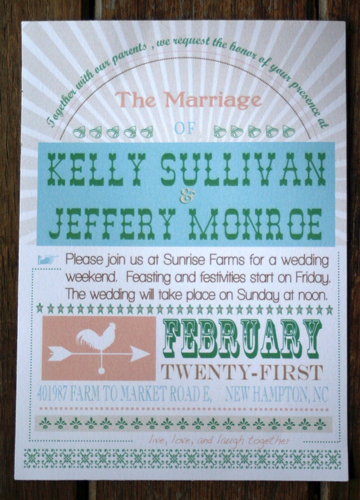 Vintage Wedding Invitation Country Wedding Rock Poster Invitation
