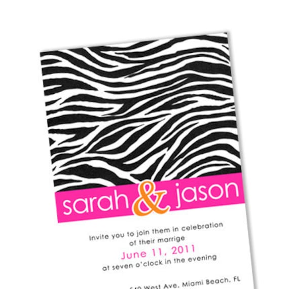 Pink Zebra Wedding Invitation 31 From pixelmade