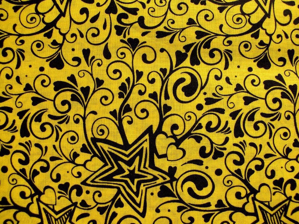 Black is Back by Paintbrush Studio - Black Hearts and Stars on Yellow