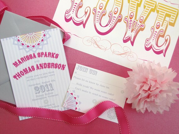 The Perfect Vintage Carnival Wedding Invitation