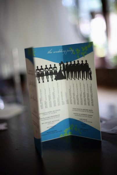 Silhouette Wedding Programs DIY PDF design to print on 85 x 11 paper