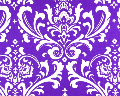 DAMASK TABLE RUNNER White Damask on Purple Wedding Bridal Large Print