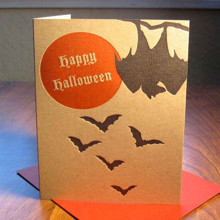 bats letterpress card