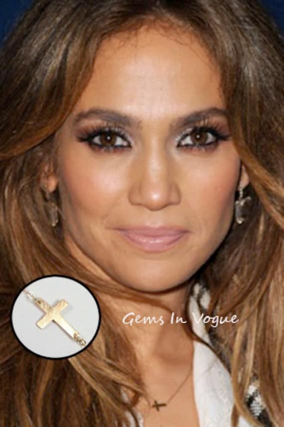 As seen on JLo-TINY Gold Filled POLISHED Sideways Cross, Miley Cyrus,  Necklace Taylor Jacobson Celebrity Inspired