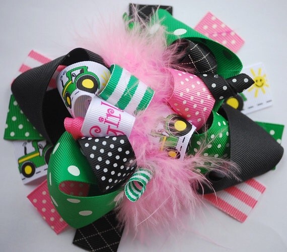 John Deere Funky Loopy Hair Bow-