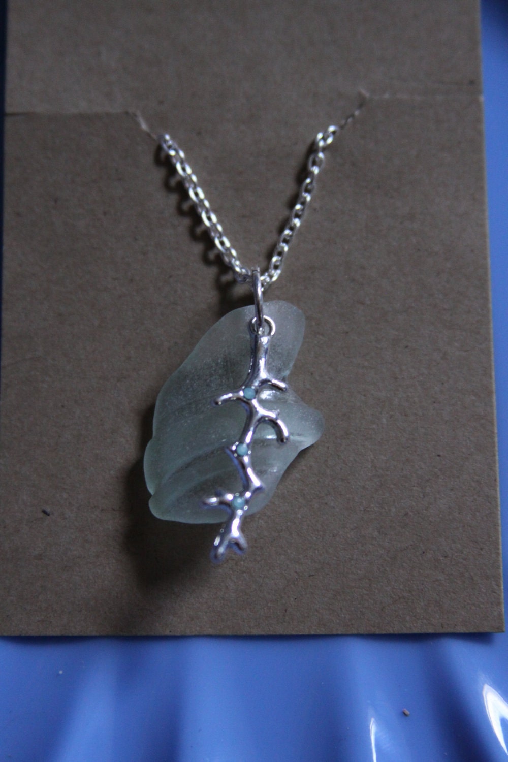 Aqua Coral Sea Glass Necklace