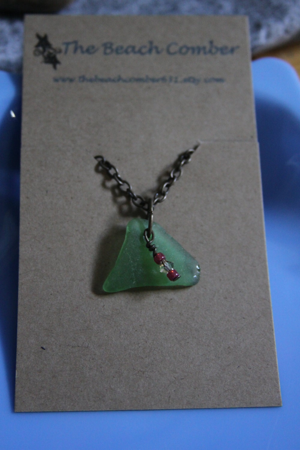Bermuda Triangle Green Sea Glass Necklace