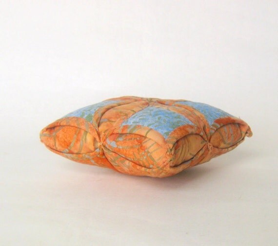 Pincushion fabric origami golden blue